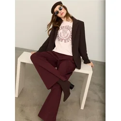 Sinsay - Wide leg pantalone sa mešavinom viskoze - tamno ljubičasta