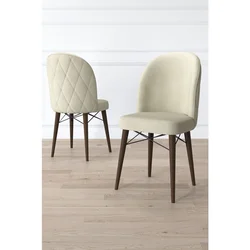 Hanah Home set trpezarijskih stolica Bika 8 kom, krem tkanina Babyface, drvene noge boje oraha