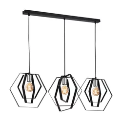 Luster na sajli HEXAGON 3xE27/60W/230V crna/hrom