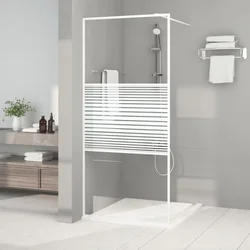 Pregrada za tuš bijela 90 x 195 cm s prozirnim staklom ESG