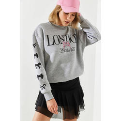 Bianco Lucci Womens Triple Thread Raised London Life Graphic Print Sweatshirt MBHS004