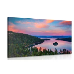 Slika jezero ob sončnem zahodu - 30x20