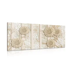 Slika abstraktne rože na marmornatem ozadju - 60x30