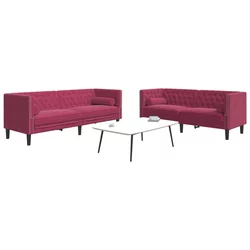 2-dijelni set sofa Chesterfield crvena boja vina baršunasti