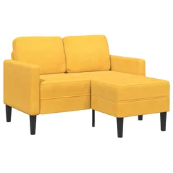 Sofa 2-sjed s ležaljkom u obliku slova L svijetložuta 125cm lan