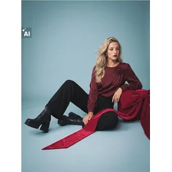 Sinsay - Bluza sa 3D aplikacijom u obliku cveta - mahagoni