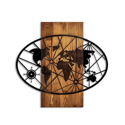 Wallity Zidna dekoracija World Map 4-M, 57 x 62 cm,  Smeđa