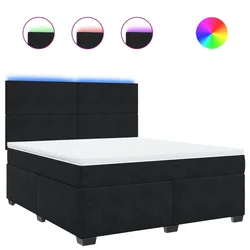 Vidaxl Box spring postelja z vzmetnico črna 180x200 cm žamet