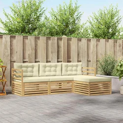 Set vanjskih sofa 4 kom. Bijela i krem Poliester