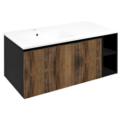 SAPHO Elegantna Kopalniška Omara LOREA 100cm, Dub Collingwood/Črna Mat, Levi Model