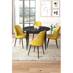 Hanah Home Set Trpezarijski sto i 4 stolice, Žuto-crni