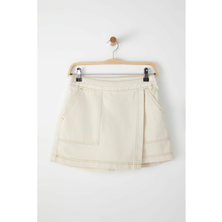 Trendyol Ecru Double Breasted Normal Waist Mini Denim Shorts Skirt
