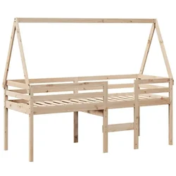 Vidaxl Visoka postelja s streho 75x190 cm trdna borovina