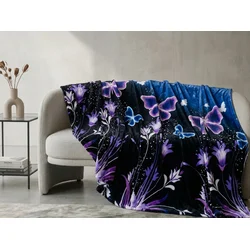 Mikroplišasta odeja VIOLET BUTTERFLY temno modra Dimenzije: 160 x 200 cm