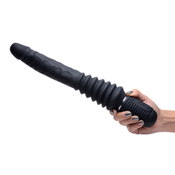 Master Series 10X Thrust Master Vibrating and Thrusting Dildo with Handle Black