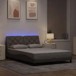 Okvir kreveta s LED-om bez madraca Taupe 140x190 cm tkanina