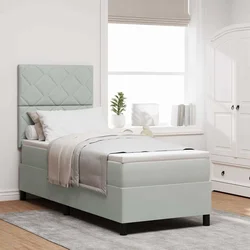 vidaXL LED Box Spring Postelja Svetlo siva 80 x 200 cm Žamet