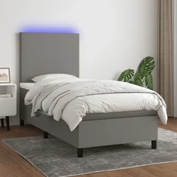 Vidaxl Box spring postelja z vzmetnico LED temno siva 80x200 cm blago