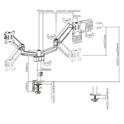 GEMBIRD MA-DA2P-01 Gembird Podesivi dupli stoni drzac za monitor, tilt,17-32 max.2x9kg (44281)