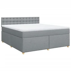 Vidaxl Box spring postelja z vzmetnico svetlo siva 180x200 cm blago