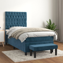 vidaXL Box spring postelja z vzmetnico temno modra 80x200 cm žamet