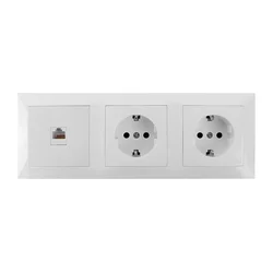 Aigostar - Ethernet utičnica i 2x SCHUKO utičnica u belom okviru