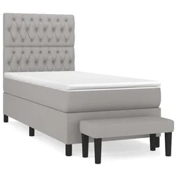 Vidaxl Box spring postelja z vzmetnico svetlo siv 100x200 cm blago