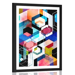 Plakat s paspartujem abstraktna geometrija - 30x45 black