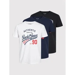 JACK & JONES Majica Ethan  mornarska / rdeča / črna / bela