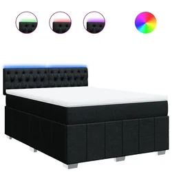 Vidaxl Box spring postelja z vzmetnico črna 140x200 cm blago