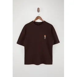 Trendyol Muška majica Tmnss25Ts00161, Braon