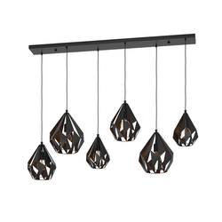 EGLO viseća lampa CARLTON 1 E27 6 grla crna/bakar 145,5 cm 43846