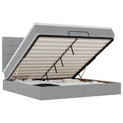 Otomanski krevet s madracem&LED svijetlosivi 180x200cm tkanine