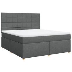 Vidaxl Box spring postelja z vzmetnico temno siva 180x200 cm blago