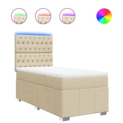 Vidaxl Box spring postelja z vzmetnico krem 80x200 cm blago