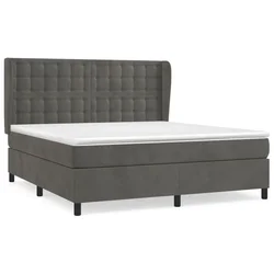 Vidaxl Box spring postelja z vzmetnico temno siva 180x200 cm žamet