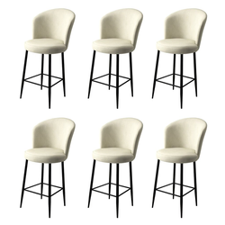 Hanah Home Set barskih stolica Fora, 6 komada, Krem-crni