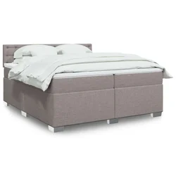 vidaXL Box spring postelja z vzmetnico taupe 200x200 cm blago, (21302406)