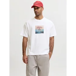 JACK & JONES Majica JCOECHO kit / svetlo modra / črna / bela