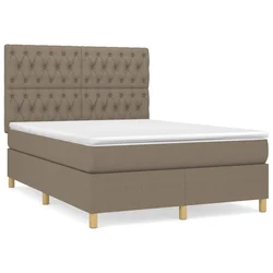 Vidaxl Box spring postelja z vzmetnico taupe 140x190 cm blago