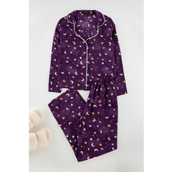 Trendyol Purple Galaxy Patterned Viscose Woven Pajama Set