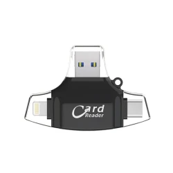 Čitač kartica SD microSD na Type C Lightning USB 2 JWD-84 crni