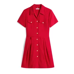 TOMMY HILFIGER Dolga srajca rdeča