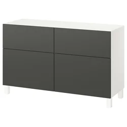 BESTA Komb.odlaganje s vratima/fiokama, bela/Lappviken/Stubbarp tamnosiva, 120x42x74 cm
