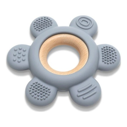 Lorelli silikonsko drvena glodalica za bebe flower - natural grey ( 10210890003 )