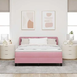 vidaXL vidaXL Box Spring Postelja s Blazino Roza 140x190 cm Žamet, (22051969)