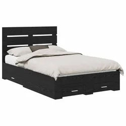 Vidaxl Konstrukcija postelje s predalom Črna Orehovina 120 x 190 cm