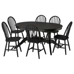 ROSENTORP / SKOGSTA Sto i 6 stolica, crna/crna, 160/215x110 cm