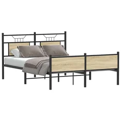 vidaXL Posteljni okvir brez vzmetnice hrast 140x190 cm inženirski les
