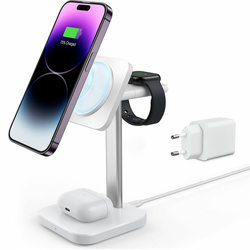 BEŽIČNI PUNJAČ ESR HALOLOCK 3IN1 WATCH MAGNETIC MAGSAFE WIRELESS CHARGER WHITE